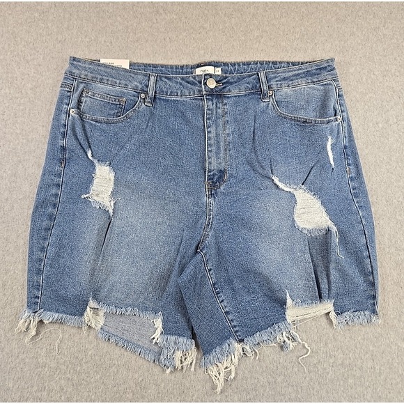 Rue21 Pants - Rue 21 Womens Size 22 Denim High Rise Cut Off Jean Shorts Blue Distressed NWT